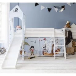 Moro Cabin Bed Midsleeper With Slide & Pirate Pete Package In Classic White