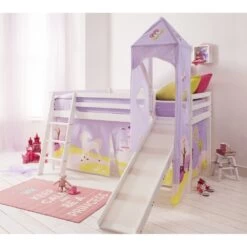 Moro Cabin Bed Midsleeper With Slide & Princess Fairytale Package In Classic White