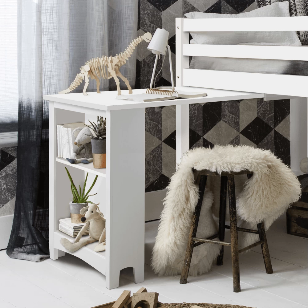 Moro Pullout Desk With Built In Bookshelf In Classic White 6 Moro Pullout Desk With Built In Bookshelf In Classic White - Image 4