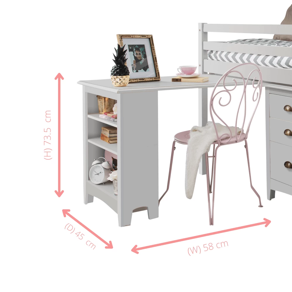 Moro Pullout Desk With Built In Bookshelf In Classic White 7 Moro Pullout Desk With Built In Bookshelf In Classic White - Image 5