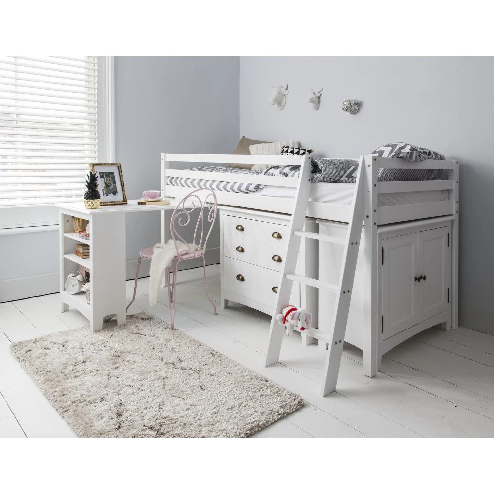 Moro Pullout Desk With Built In Bookshelf In Classic White 4 Moro Pullout Desk With Built In Bookshelf In Classic White - Image 2