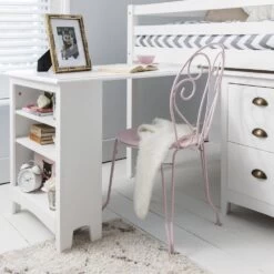 Moro Pullout Desk With Built In Bookshelf In Classic White