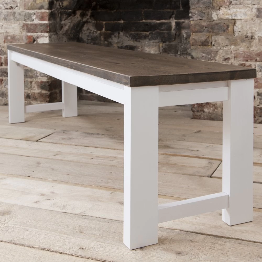 Nordic Bench In Classic White And Pine 4 Nordic Bench In Classic White And Pine - Image 2