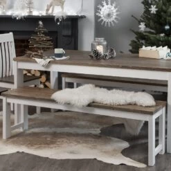 Nordic Bench In Classic White And Pine 11 Nordic Bench In Classic White And Pine -Furniture Store nordic bench in classic white and pine p731 9452 image