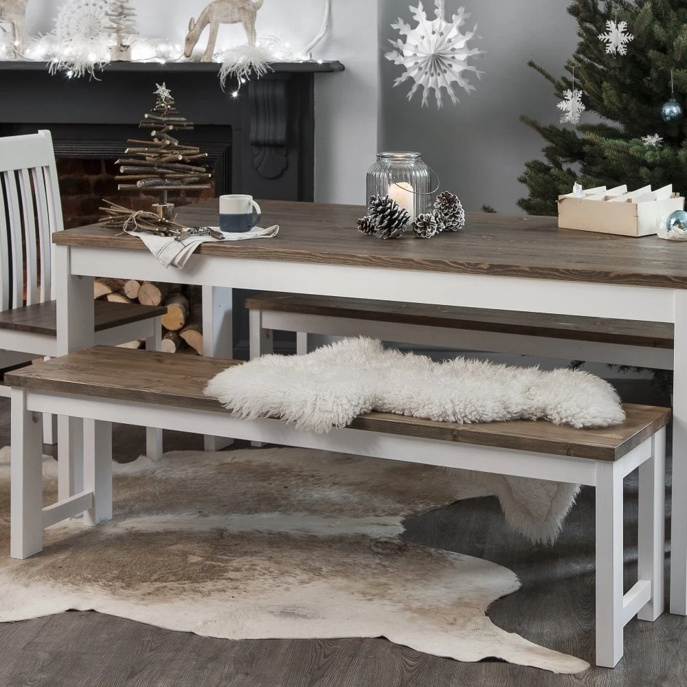 Nordic Bench In Classic White And Pine 5 Nordic Bench In Classic White And Pine - Image 3