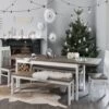 Nordic Dining Table With 5 Chairs, Bench & 2 Extensions In Classic White And Pine -Furniture Store nordic dining table with 5 chairs bench 2 extensions in classic white and pine p733 9433 image