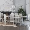 Nordic Dining Table With 6 Chairs & 2 Extensions In Classic White And Pine