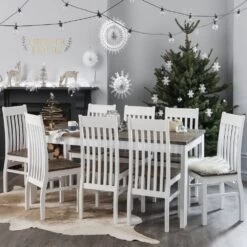 Nordic Dining Table With 6 Chairs & 2 Extensions In Classic White And Pine 11 Nordic Dining Table With 6 Chairs & 2 Extensions In Classic White And Pine -Furniture Store nordic dining table with 6 chairs 2 extensions in classic white and pine p728 9415 image