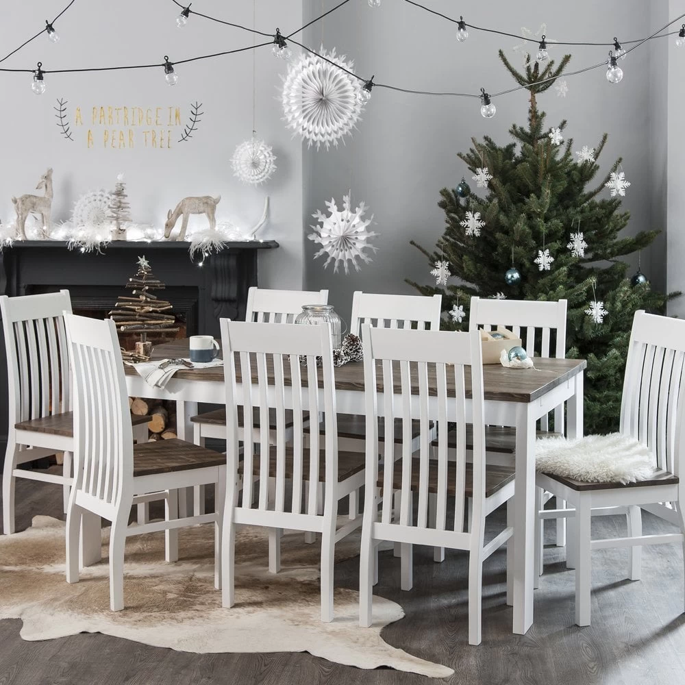 Nordic Dining Table With 6 Chairs In Classic White And Pine 3 Nordic Dining Table With 6 Chairs In Classic White And Pine