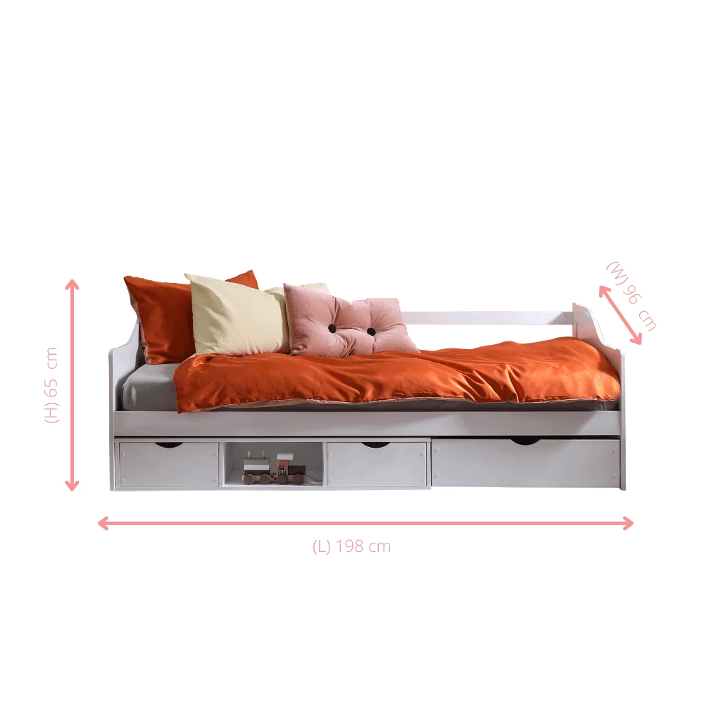 Hove Day Bed With Oda Drawers In White 12 Hove Day Bed With Oda Drawers In White - Image 10