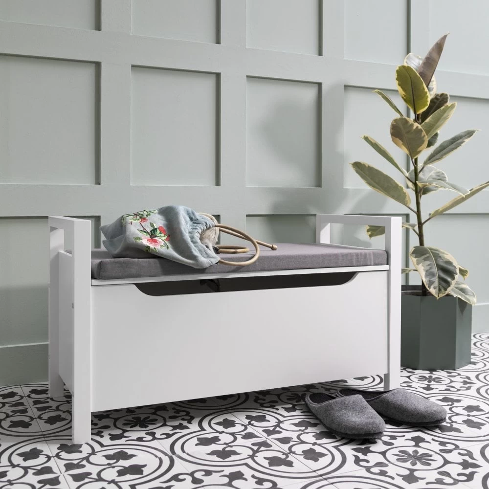 Olsen Storage Bench With Cushion In Classic White 8 Olsen Storage Bench With Cushion In Classic White - Image 6
