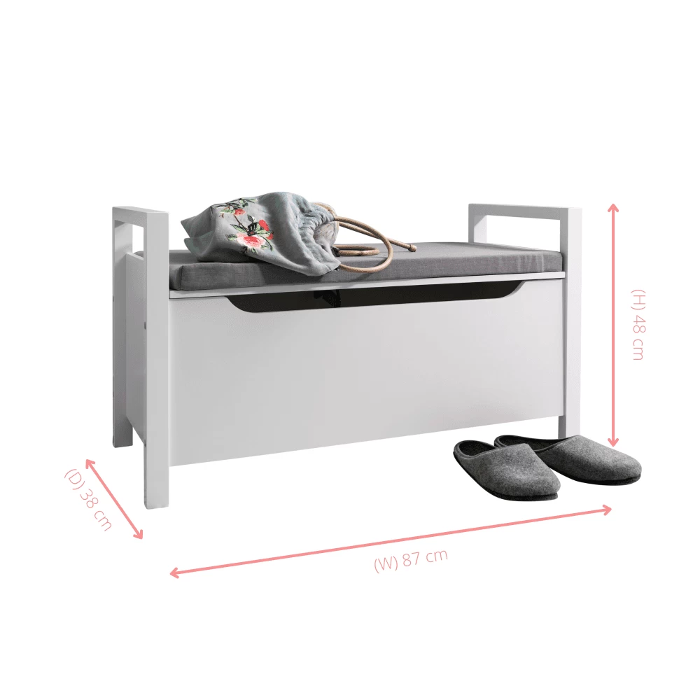 Olsen Storage Bench With Cushion In Classic White 9 Olsen Storage Bench With Cushion In Classic White - Image 7