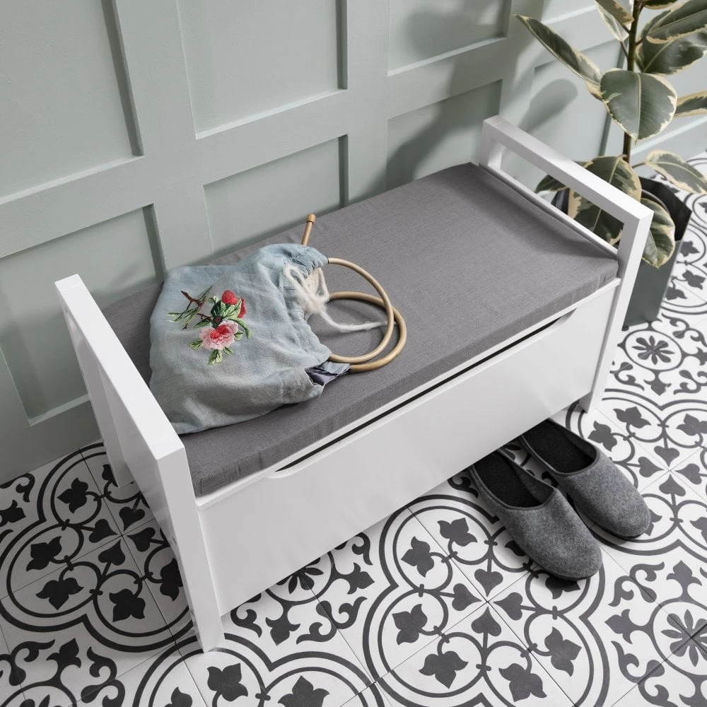 Olsen Storage Bench With Cushion In Classic White 4 Olsen Storage Bench With Cushion In Classic White - Image 2