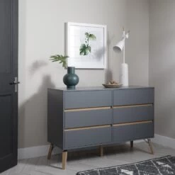 Otto Chest Of Drawers 6 Drawer In Silk Grey