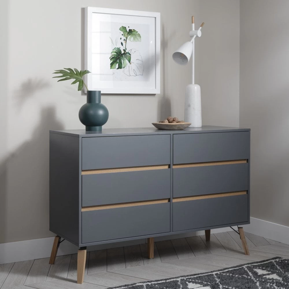 Otto Chest Of Drawers 6 Drawer In Silk Grey 6 Otto Chest Of Drawers 6 Drawer In Silk Grey - Image 4