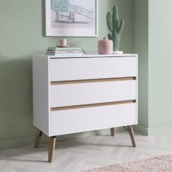 Otto Chest Of Drawers Wide 3 Drawer In Classic White -Furniture Store otto chest of drawers wide 3 drawer in classic white p1049 12352 image
