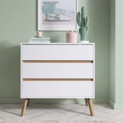 Otto Chest Of Drawers Wide 3 Drawer In Classic White