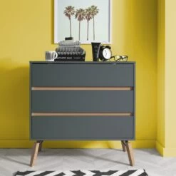 Otto Chest Of Drawers Wide 3 Drawer In Grey -Furniture Store otto chest of drawers wide 3 drawer in grey p1121 7167 image