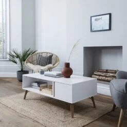 Otto Coffee Table With Cupboard In Classic White