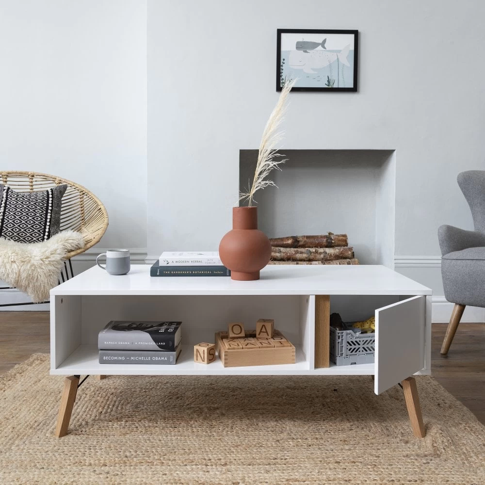 Otto Coffee Table With Cupboard In Classic White 6 Otto Coffee Table With Cupboard In Classic White - Image 4