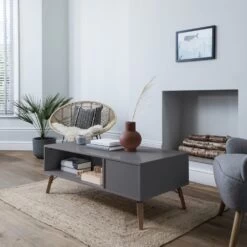 Otto Coffee Table With Cupboard In Grey