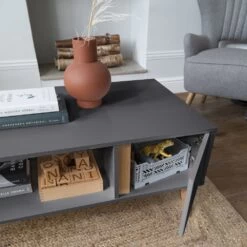 Otto Coffee Table With Cupboard In Grey -Furniture Store otto coffee table with storage in silk grey p1225 10069 image