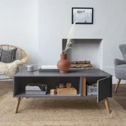 Otto Coffee Table With Cupboard In Grey -Furniture Store otto coffee table with storage in silk grey p1225 10070 image