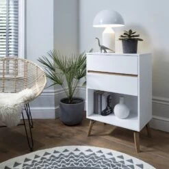 Otto Oversize Side Table Chest 2 Drawer & Storage In Classic White -Furniture Store otto oversize side table chest 2 drawer storage in classic white p1211 12343 image