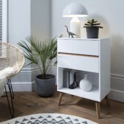Otto Oversize Side Table Chest 2 Drawer & Storage In Classic White -Furniture Store otto oversize side table chest 2 drawer storage in classic white p1211 9918 image