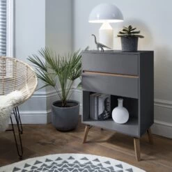 Otto Oversize Side Table Chest 2 Drawer With Storage In Grey -Furniture Store otto oversize side table chest 2 drawer storage in grey p1246 10432 image