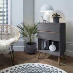 Otto Oversize Side Table Chest 2 Drawer With Storage In Grey -Furniture Store otto oversize side table chest 2 drawer storage in grey p1246 12341 image
