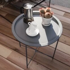 Outdoor Bistro Garden Tray Table In Charcoal Grey