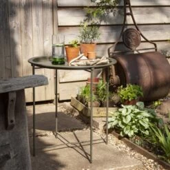 Outdoor Bistro Garden Tray Table In Olive Green