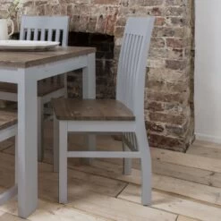 Pair Of Hever Dining Chairs In Grey And Dark Pine -Furniture Store pair of hever dining chairs in grey and dark pine p1031 9262 image