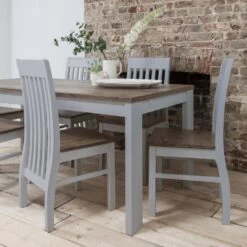 Pair Of Hever Dining Chairs In Grey And Dark Pine -Furniture Store pair of hever dining chairs in grey and dark pine p1031 9264 image