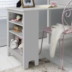 Pullout Desk With Built-in Bookshelf In Grey -Furniture Store pullout desk with built in bookshelf in grey p902 10284 image