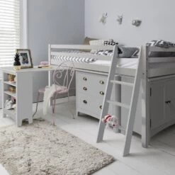 Pullout Desk With Built-in Bookshelf In Grey -Furniture Store pullout desk with built in bookshelf in grey p902 13351 image