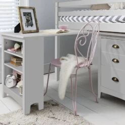 Pullout Desk With Built-in Bookshelf In Grey