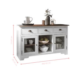 Sideboard Canterbury In White And Dark Pine 3 Drawer -Furniture Store sideboard canterbury in white and dark pine 3 drawer p263 12733 image