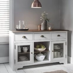 Sideboard Canterbury In White And Dark Pine 3 Drawer -Furniture Store sideboard canterbury in white and dark pine 3 drawer p263 12749 image