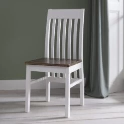 Single Hever Dining Chair In White And Dark Pine -Furniture Store single hever dining chair in white and dark pine p1268 11307 image