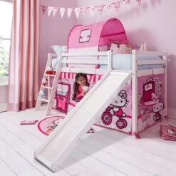 Thor Cabin Bed Midsleeper With Slide & Hello Kitty Package In Classic White