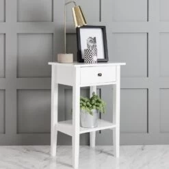 Trend Bedside Cabinet With Drawer In Classic White -Furniture Store trend bedside cabinet with drawer in classic white p720 12519 image
