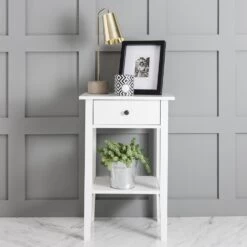 Trend Bedside Cabinet With Drawer In Classic White