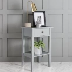 Trend Bedside Cabinet With Drawer In Silk Grey -Furniture Store trend bedside cabinet with drawer in silk grey p905 12521 image