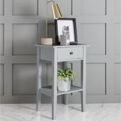Trend Bedside Cabinet With Drawer In Silk Grey -Furniture Store trend bedside cabinet with drawer in silk grey p905 8408 image