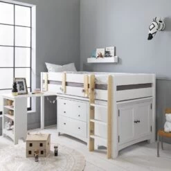 Una Sleepstation With Chest Of Drawers, Cabinet & Desk In Classic White