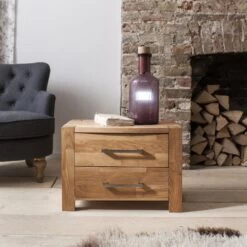 Vermont Solid Oak Bedside Table Chest In Natural Oak -Furniture Store vermont solid oak bedside table chest in natural oak p448 12388 image