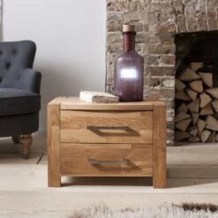 Vermont Solid Oak Bedside Table Chest In Natural Oak